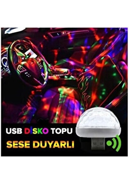 Araç İçi Mini Disko Topu USB Girişli Renkli Işıklarla Eğlenceli Yolculuklar İçin
