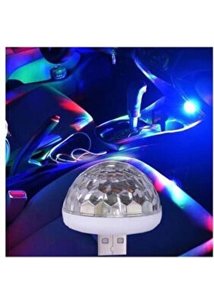 Araç İçi Mini Disko Topu USB Girişli Renkli Işıklarla Eğlenceli Yolculuklar İçin