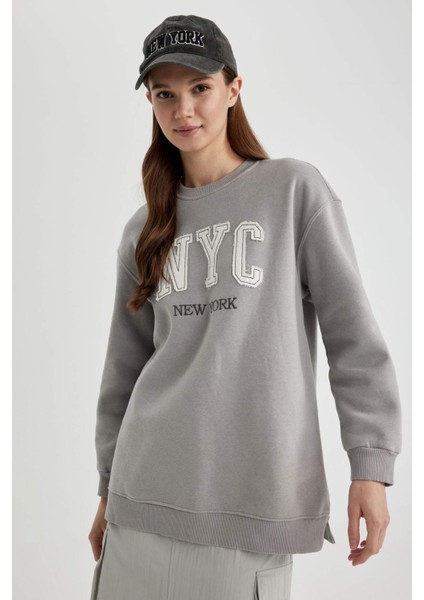 Regular Fit Bisiklet Yaka İçi Yumuşak Tüylü Sweatshirt Tunik B9299AX24SP