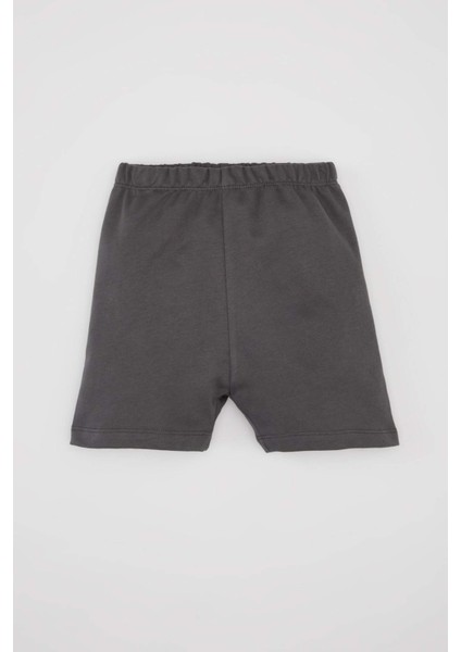 Erkek Bebek 2'li Takım Hayvan Desenli Bisiklet Yaka Kısa Kollu Tişört Şort