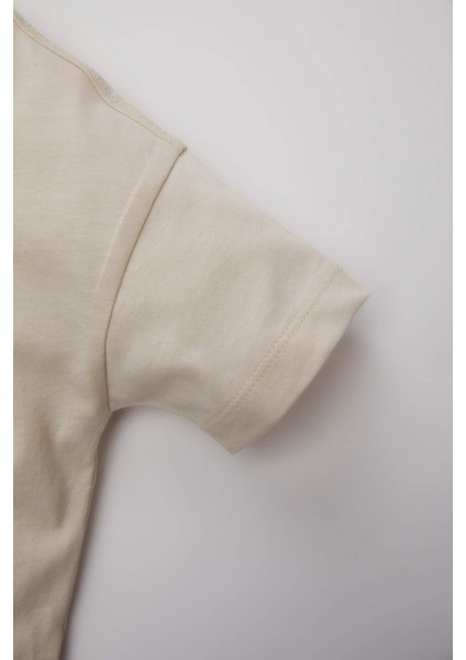 Erkek Bebek 2'li Takım Hayvan Desenli Bisiklet Yaka Kısa Kollu Tişört Şort