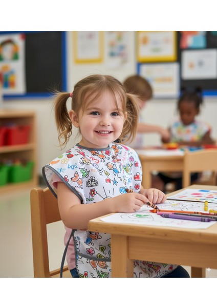 3-6 Yaş, Family Kısa Kollu Sıvı Geçirmez Çocuk Önlük, Makinede Yıkanabilir, Boya, Oyun ve Yemek Zamanı fiyatları