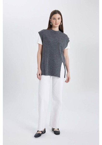 Regular Fit Bisiklet Yaka Basic Düz Triko Süveter B9829AX24SP