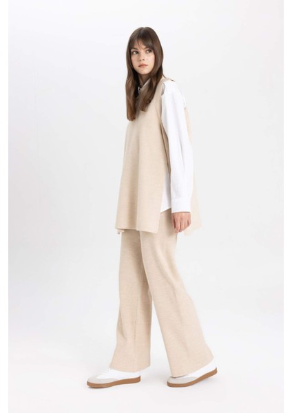 Triko Pantolon Straight Fit Geniş Bol Paça