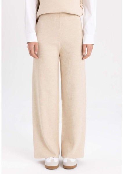 Triko Pantolon Straight Fit Geniş Bol Paça