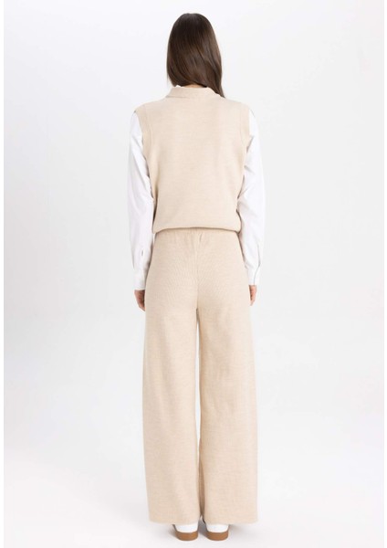 Triko Pantolon Straight Fit Geniş Bol Paça