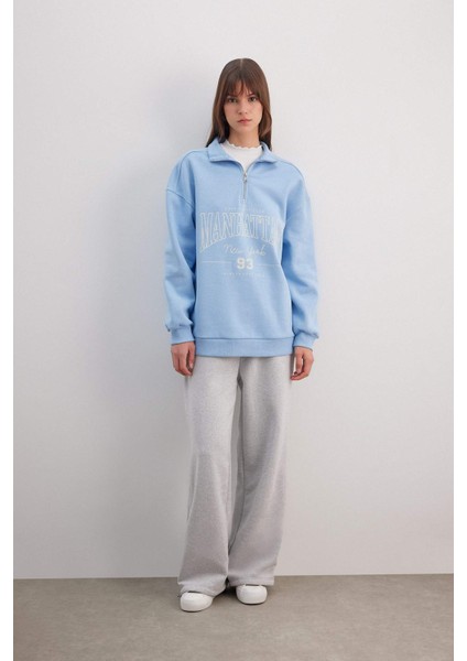 Regular Fit Bisiklet Yaka İçi Yumuşak Tüylü Kalın Sweatshirt Tunik