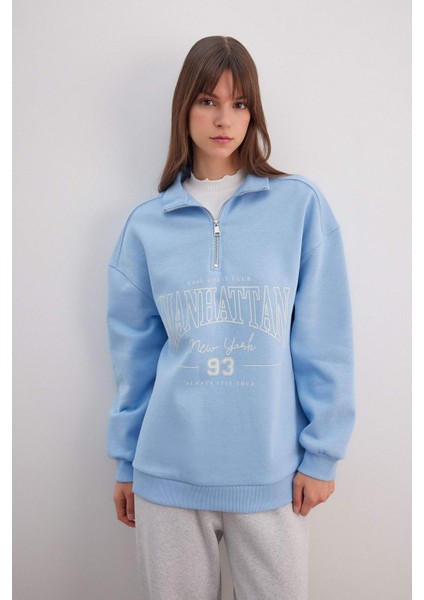 Regular Fit Bisiklet Yaka İçi Yumuşak Tüylü Kalın Sweatshirt Tunik