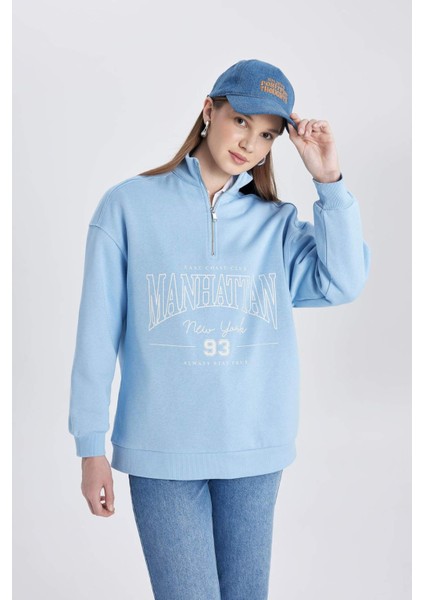 Regular Fit Bisiklet Yaka İçi Yumuşak Tüylü Kalın Sweatshirt Tunik