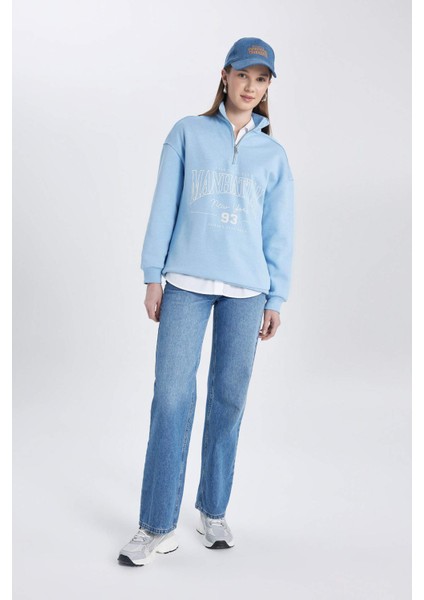 Regular Fit Bisiklet Yaka İçi Yumuşak Tüylü Kalın Sweatshirt Tunik