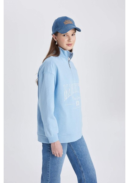 Regular Fit Bisiklet Yaka İçi Yumuşak Tüylü Kalın Sweatshirt Tunik