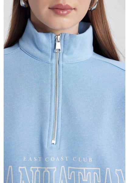 Regular Fit Bisiklet Yaka İçi Yumuşak Tüylü Kalın Sweatshirt Tunik