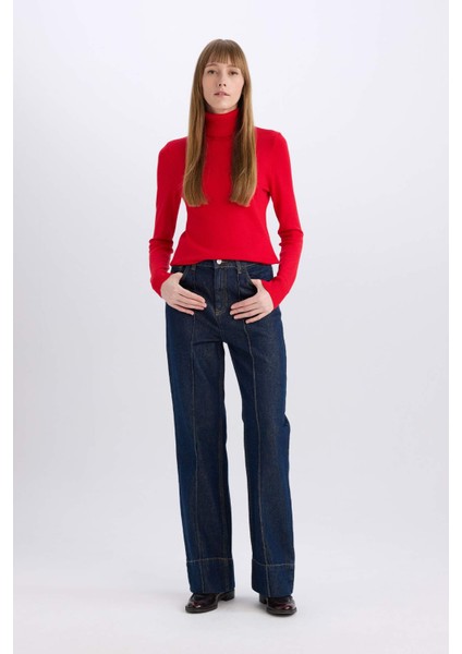 Regular Fit Yumuşak Dokulu Balıkçı Yaka Basic Düz Triko Kazak H1651AZ24WN