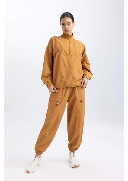 Oversize Geniş Kalıp Dik Yaka Dokuma Sporcu Hırka B4213AX24SP