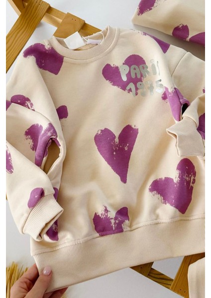 Mor Kalp Baskı Detaylı Taytlı Kız çocuk takım - Mor modelleri