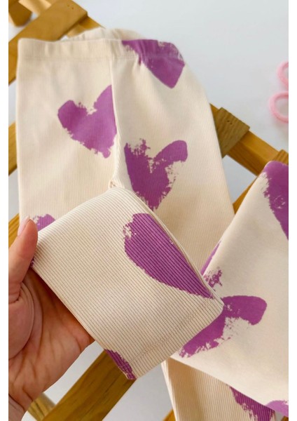 Mor Kalp Baskı Detaylı Taytlı Kız çocuk takım - Mor fırsatları