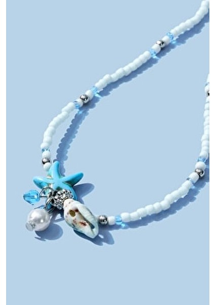 Kadın Halhal Aksesuar Çok Renkli Doğal Boncuklar ve Deniz Yıldızı Motifi