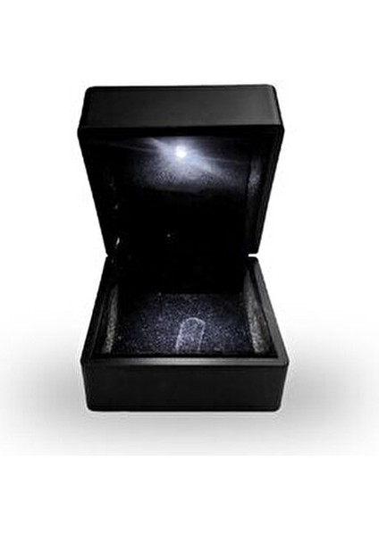 LED Işıklı Pırlanta Yüzük Kutusu Siyah Ahşap Görünümlü Soft Touch Kaplama modelleri