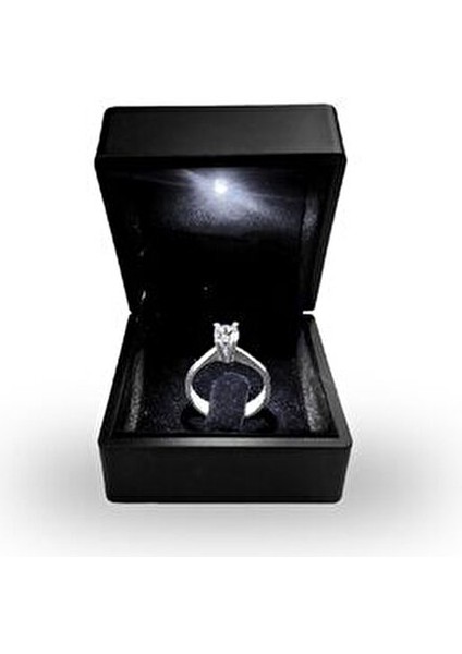 LED Işıklı Pırlanta Yüzük Kutusu Siyah Ahşap Görünümlü Soft Touch Kaplama fırsatları