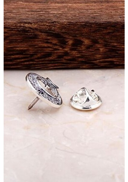 925 Ayar Gümüş Ay Yıldız Rozet El Yapımı Otantik Kadın Aksesuar fırsatları