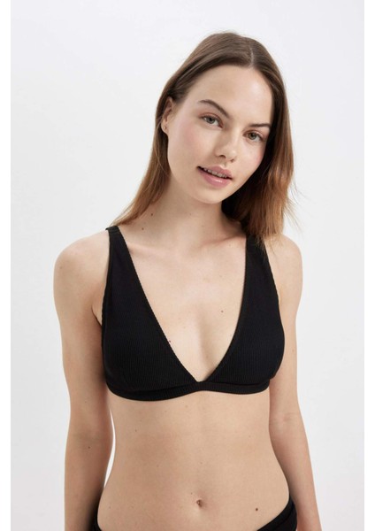 Regular Fit Ribana Basic Düz Bikini Üstü-Fall in Love