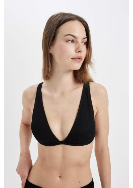 Regular Fit Ribana Basic Düz Bikini Üstü-Fall in Love
