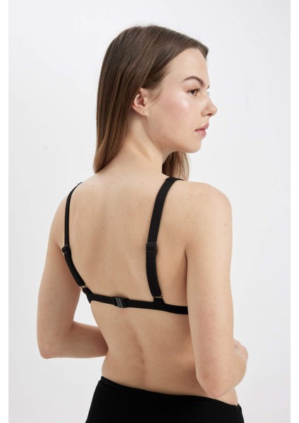 Regular Fit Ribana Basic Düz Bikini Üstü-Fall in Love