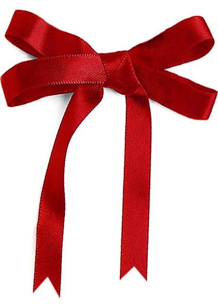 10 Adet Kırmızı Saten Fiyonk Süsleme Küçük Kurdele Seti