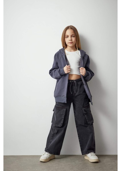 Kız Çocuk Wide Baggy Fit Geniş Paça Jean Pantolon