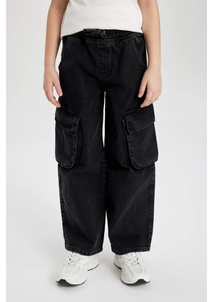 Kız Çocuk Wide Baggy Fit Geniş Paça Jean Pantolon