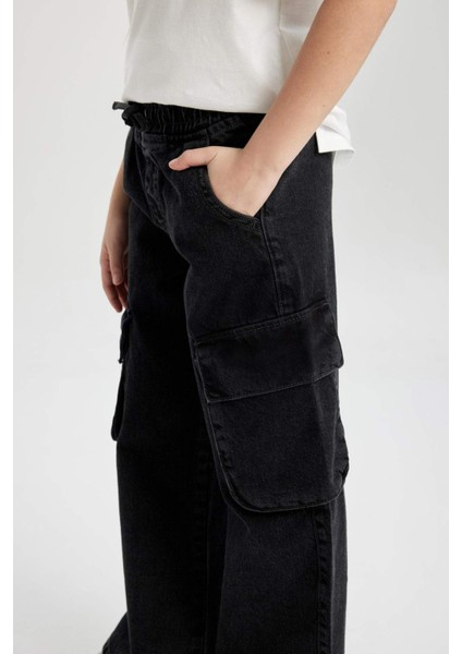 Kız Çocuk Wide Baggy Fit Geniş Paça Jean Pantolon