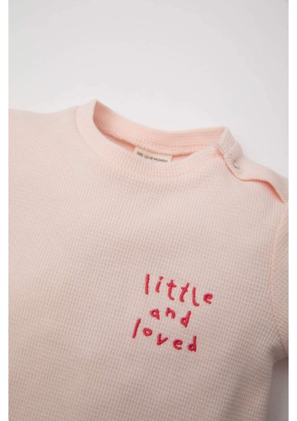 Kız Bebek 2'li Takım Nakışlı Waffle Kısa Kollu Tişört Şort C2552A524SM