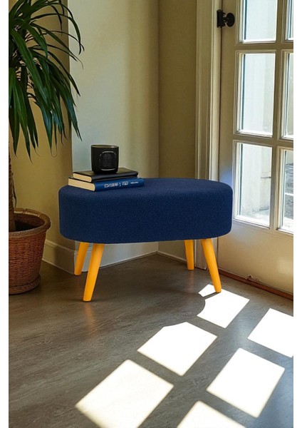 Ayla Retro Gürgen Ahşap Ayaklı Geniş Oturum Alan Özel Tasarım Oval Bench Makyaj Masa Puf