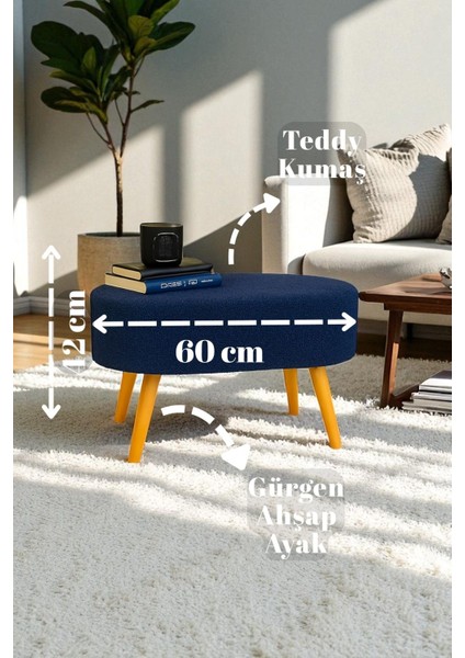 Ayla Retro Gürgen Ahşap Ayaklı Geniş Oturum Alan Özel Tasarım Oval Bench Makyaj Masa Puf fiyatları