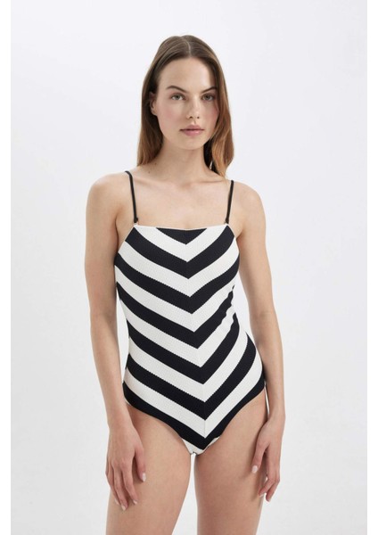 Regular Fit Çizgili Mayo-Fall in Love C2713AX24SM