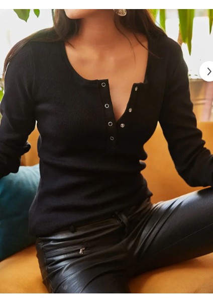 Siyah Patlı Uzun Kollu Fitilli Kaşkorse Kadın Bluz fırsatları