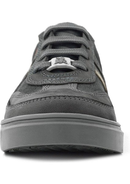 Gri Hakiki Deri Bağcıklı Gri Tabanlı Çocuk Sneaker Ayakkabı fırsatları