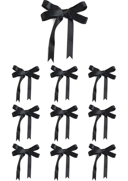 10 Adet Siyah Saten Fiyonk Süsleme Küçük Kurdele Seti modelleri