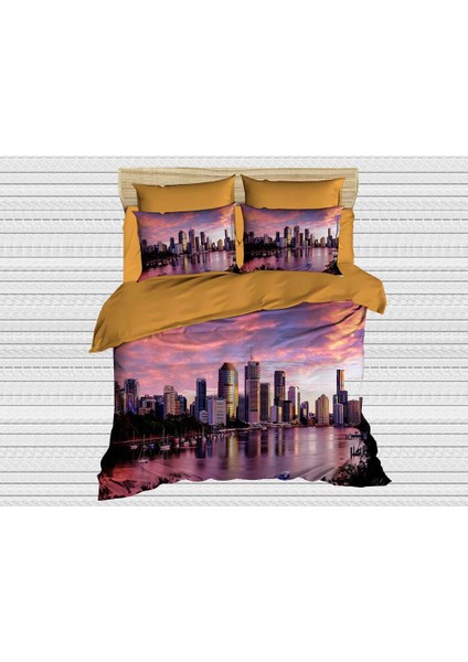 Best Class Dijital Baskılı 3D Çift Kişilik Nevresim Takımı City