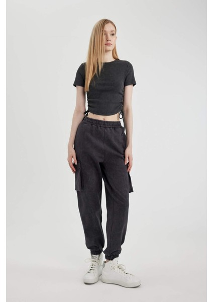 Coool Basic Düz Beli Paçası Lastikli Kargo Cepli Jogger Eşofman Altı C1443AX24SP