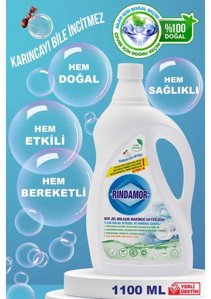 %100 Doğal Bitkisel Sıvı Jel Bulaşık Makinesi Deterjanı-Kokuya ve Bardaklarda Sararmaya Son! Parlatıcı Gerektirmez