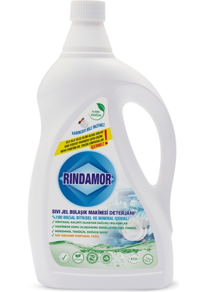 %100 Doğal Bitkisel Sıvı Jel Bulaşık Makinesi Deterjanı-Kokuya ve Bardaklarda Sararmaya Son! Parlatıcı Gerektirmez