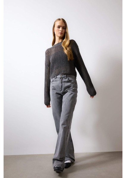 Regular Fit Bisiklet Yaka Kroşe Triko Kazak T4513AZ24SP