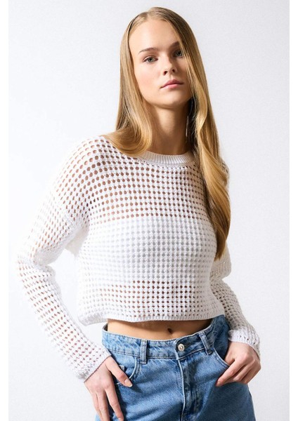 Regular Fit Bisiklet Yaka Kroşe Triko Kazak T4513AZ24SP