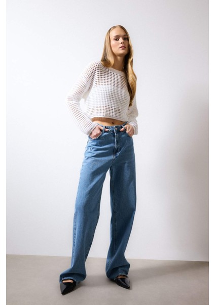 Regular Fit Bisiklet Yaka Kroşe Triko Kazak T4513AZ24SP