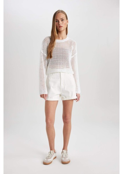 Regular Fit Bisiklet Yaka Kroşe Triko Kazak T4513AZ24SP