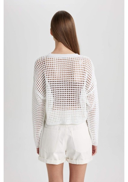 Regular Fit Bisiklet Yaka Kroşe Triko Kazak T4513AZ24SP