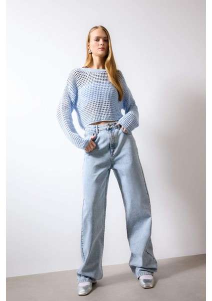 Regular Fit Bisiklet Yaka Kroşe Triko Kazak T4513AZ24SP