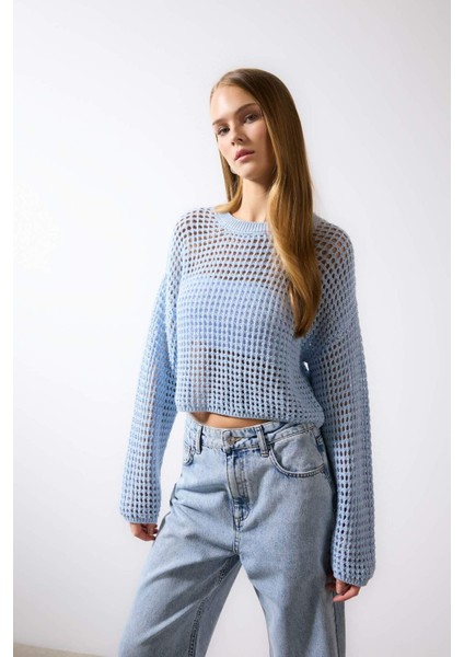 Regular Fit Bisiklet Yaka Kroşe Triko Kazak T4513AZ24SP