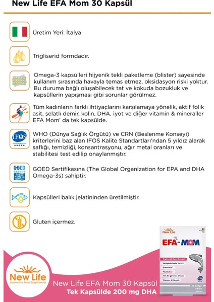 Asfstore New Life Efa Mom 30 Kapsül 2 Adet modelleri